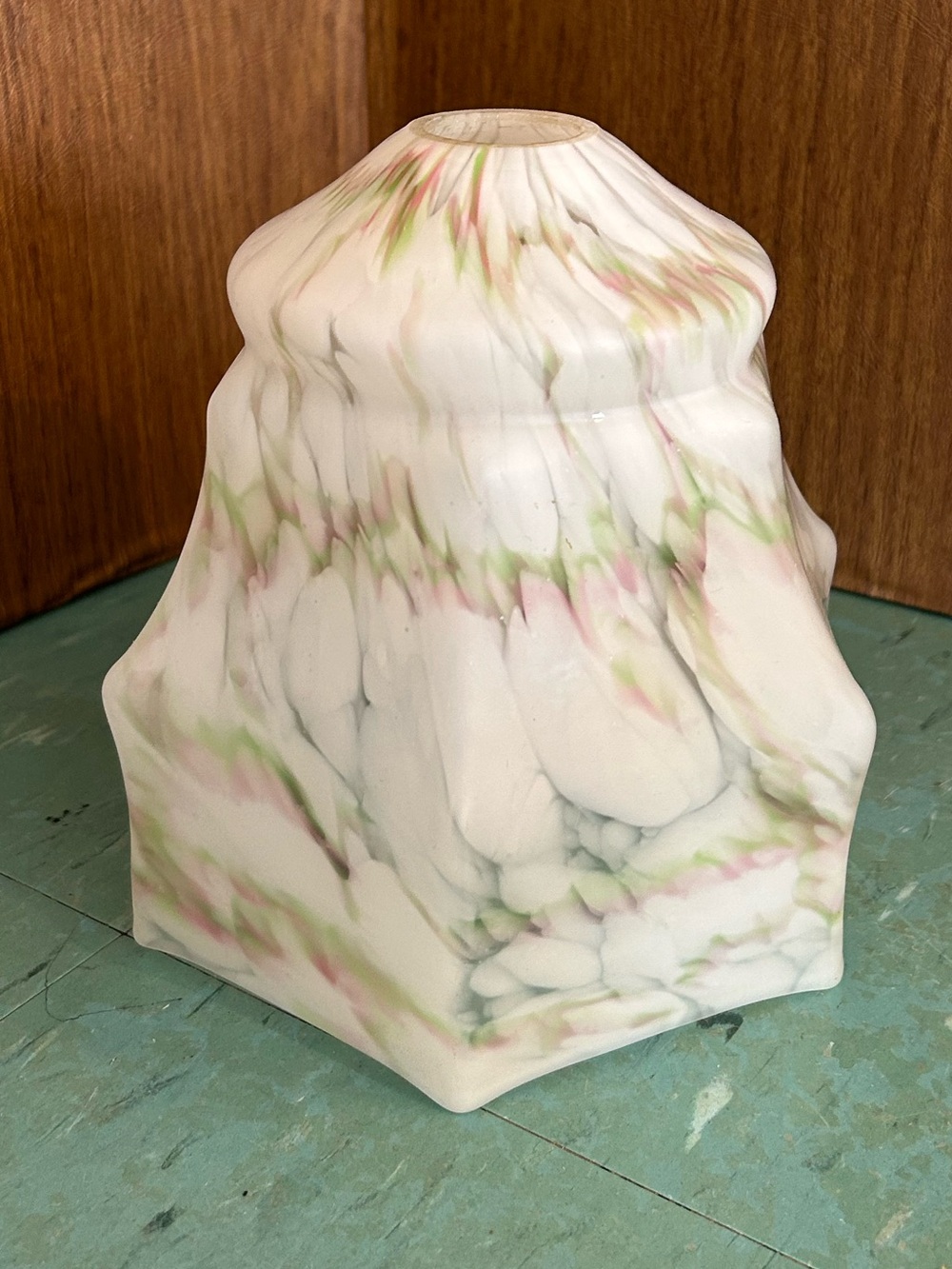 Vintage Art Deco Opaque Marbled Glass Lampshade pastel pink green white